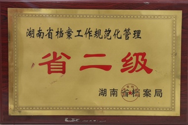 湖南省档案工作规范化管理省二级